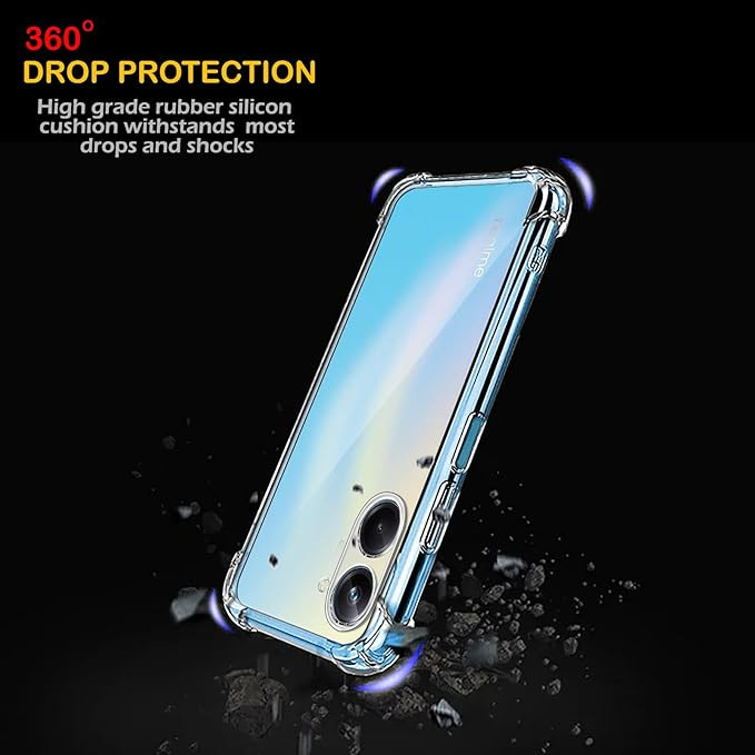 Plus Mobile Cover Soft & Flexible Shockproof Back Case with Cushioned Edges Transparent for Realme 10 Pro 5G - Clear