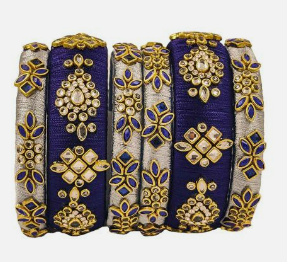 Traditional gold Plated blue mina stone Bangle set