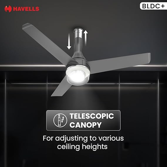 Havells 1200mm Ambrose Slim BLDC Ceiling Fan | Premium Finish, Decorative Fan, Remote Control, High Air Delivery Fan | 5 Star Rated, Upto 60% Energy Saving | 2+1* Year Warranty | (Pack of 1, Brown)