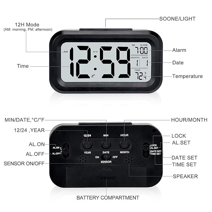 Kadio Digital Black Clock
