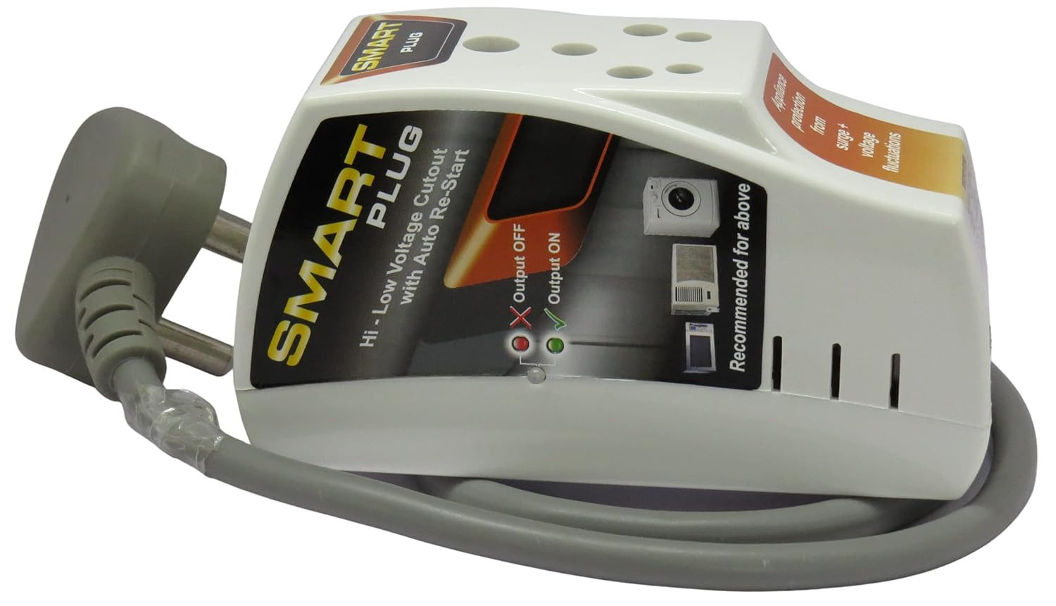 Smart Plug High Low Voltage Protector @ 6Amp With Cord With Surge Protection Upto 4000 Volts.