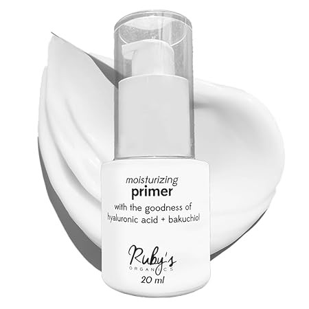 Ruby's Organics Primer for Face Makeup- Infused with Hyaluronic Acid and Bakuchiol, Moisturizing, Hydrating, Non-Greasy, Lightweight, Minimise Pores and Fine Lines, All Skin Type, Vegan - 20ml