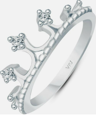 Taj Finger Ring for Girls Alloy Cubic Zirconia Rhodium Plated