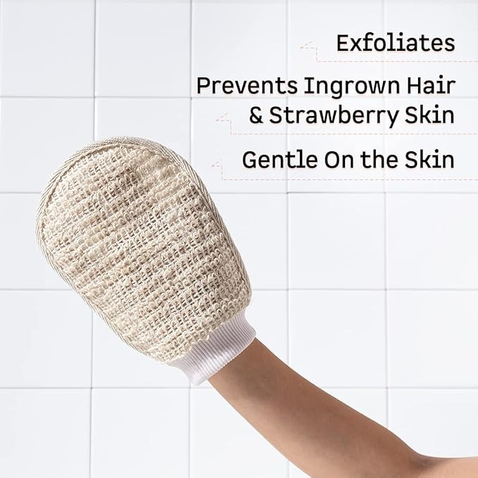 mCaffeine Exfoliating Gloves for Body Cleansing and Scrubbing | Bath Glove - made of 100% Natural Fibre | Gentle on the Skin | Sustainable, Unisex | Easy to Use