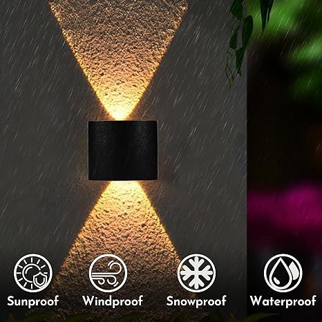 FERA Waterproof Aluminium Up Down Led Wall Lamp, 4 Ray, Multy Colour, Indoor/Outdoor Decorative Wall Sconce Light (4 Ray Color)