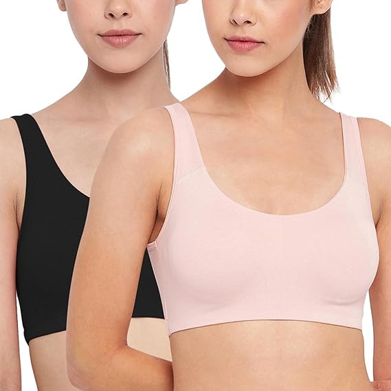 Enamor Women's Cotton Sports Bra - Low Impact, Non-Padded, Non-Wired, Full Coverage, Soft Hold Straps with Gentle Support