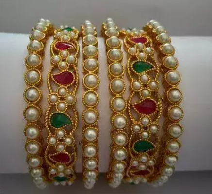 New beautiful gold polish moti studded Bangles womens