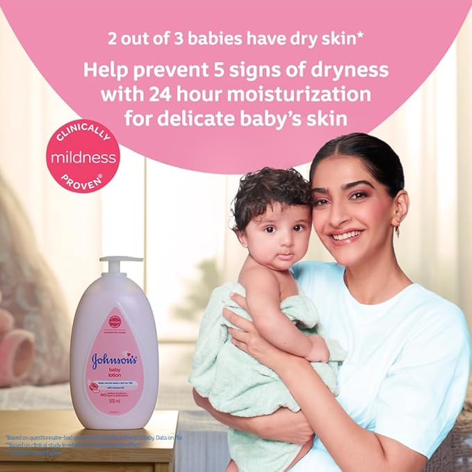Johnson's Baby Lotion | 100% Natural Plant Oil Based | 24H Moisturized & Soft Skin | 500ml Twin Pack