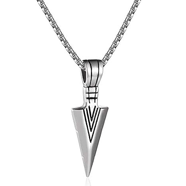 Fashion Frill Men's Jewellery Silver Arrow Necklace For Men boys Arrow Head Pendan