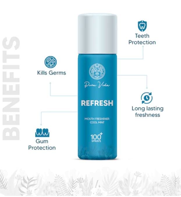 Pura Vida Refresh Ayurvedic Instant Mouth freshner Spray | Longlasting Freshness, Gumand Tooth Protection |Pocket Friendly | (Pack of 3)