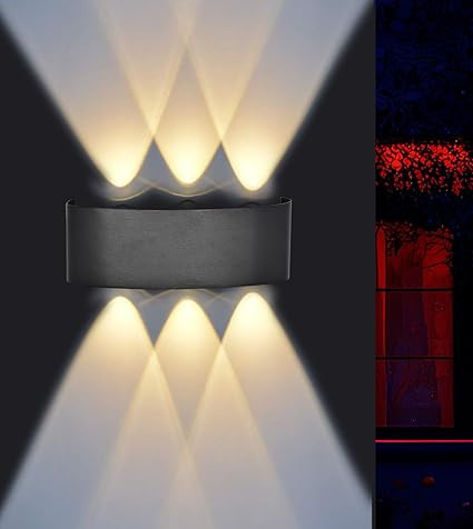 FERA Waterproof Aluminium Up Down Led Wall Lamp, 4 Ray, Multy Colour, Indoor/Outdoor Decorative Wall Sconce Light (4 Ray Color)
