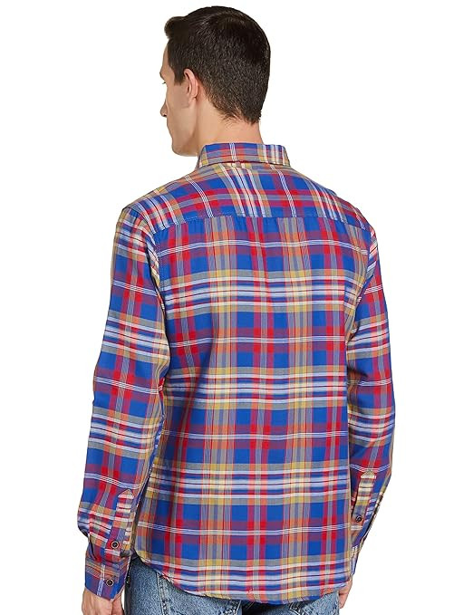 IndoPrimo Men's Regular Fit Self Design Spread Collar Casual Half Sleeve Shirt - Pop