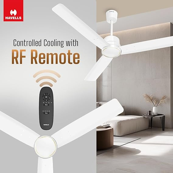 Havells 1200mm Ambrose Slim BLDC Ceiling Fan | Premium Finish Decorative Fan, Remote Control, High Air Delivery | 5 Star Rated, Upto 60% Energy Saving | 2+1* Year Warranty | (Pack of 1, Elegant White)