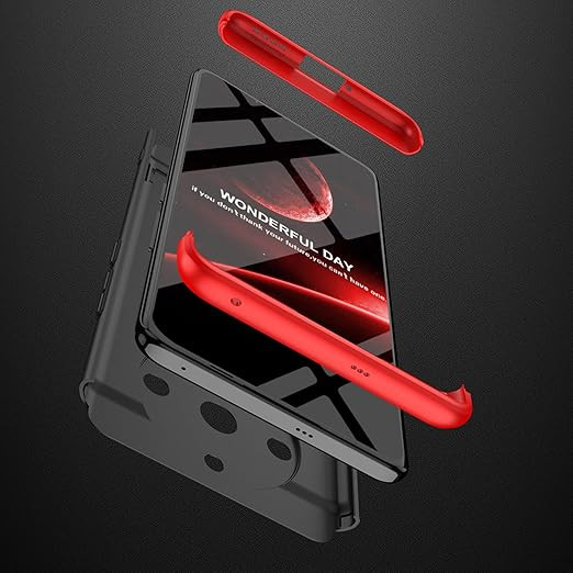 Kapa Double Dip Full 360 Protection Back Case Cover with Stand for Realme 11 Pro / 11 Pro Plus (Red,Black)