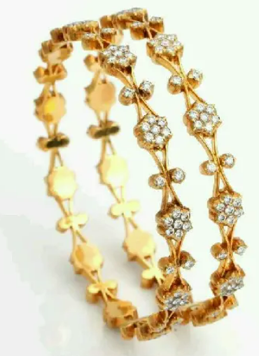 Handcrafted gold polish with stone Studded Bangles For Women