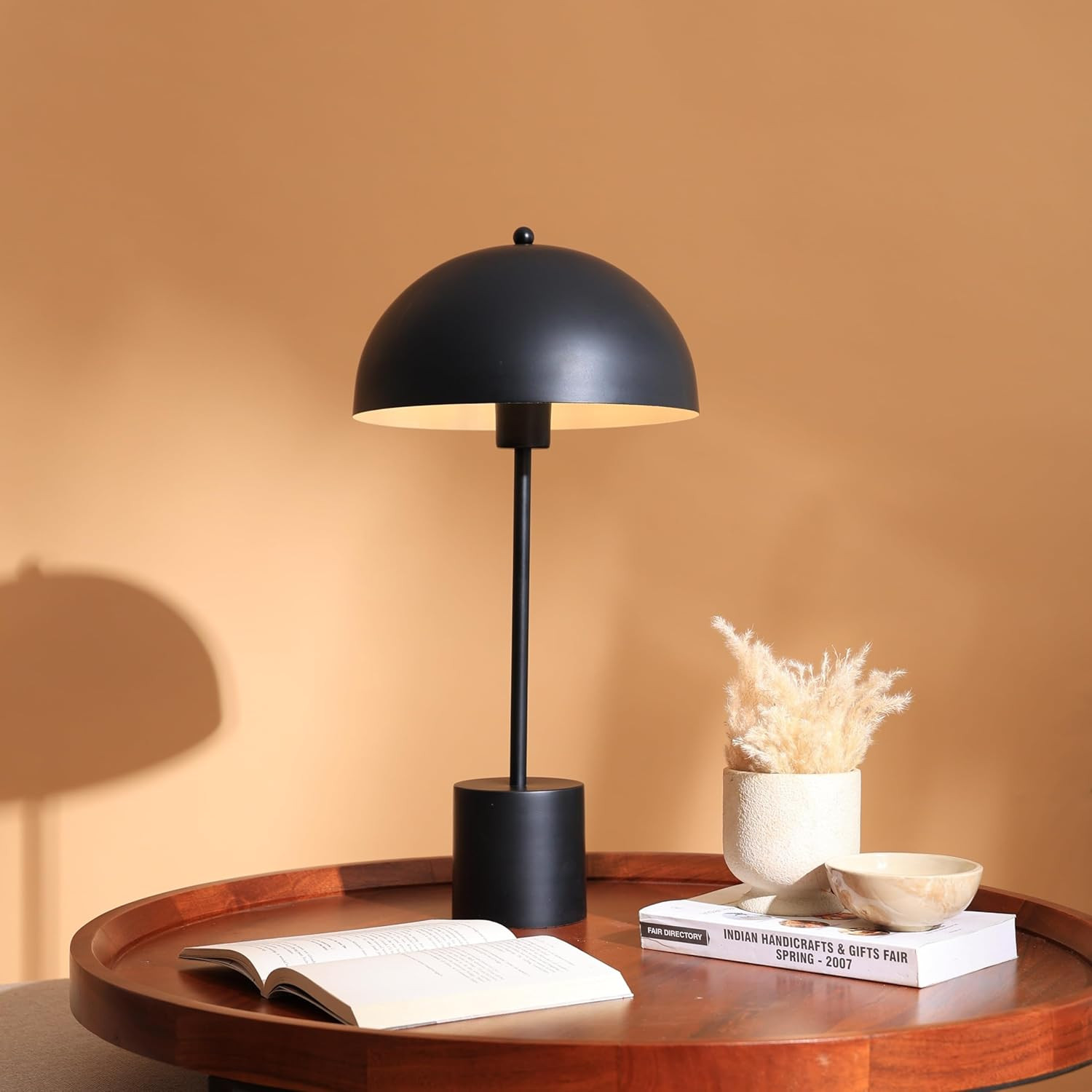 FIG Living Pagen 100 - Table Lamp (Black) | Modern Design Lampshade | Best for Living Room, Bedside, Cafe & Restaurant | Night Lamp (Bulb not Included) | 2.5 MTS Corded Cables with On/Off Switch