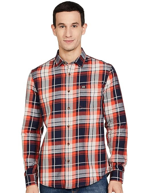 IndoPrimo Men's Regular Fit Self Design Spread Collar Casual Half Sleeve Shirt - Pop