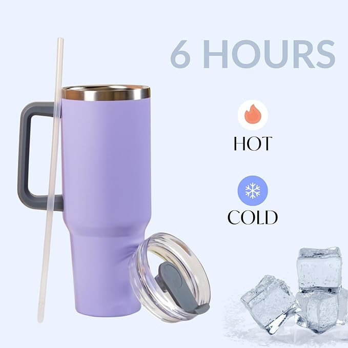Nestasia 1.2L Tumbler with Lid & Straw | Insulated Reusable Stainless Steel Water Bottle | Leak Proof Mug for Office, Gym, Travelling (Purple)