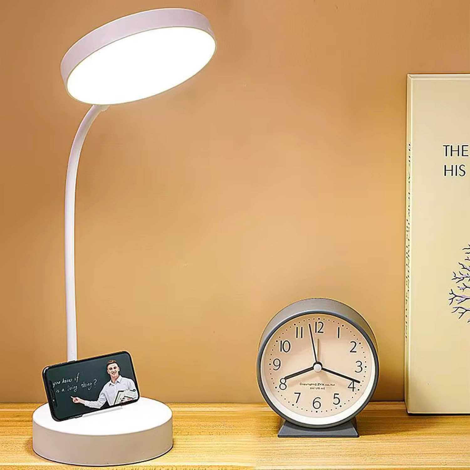 One94Store Desk Lamp Touch Sensor On/Off Study Lamp USB Rechargeable 3 Level Brightness 360 Adjustable Arms Phone Holder LED Night Light Perfect for Home Office, Dorms, and Kids' Rooms, Study Room