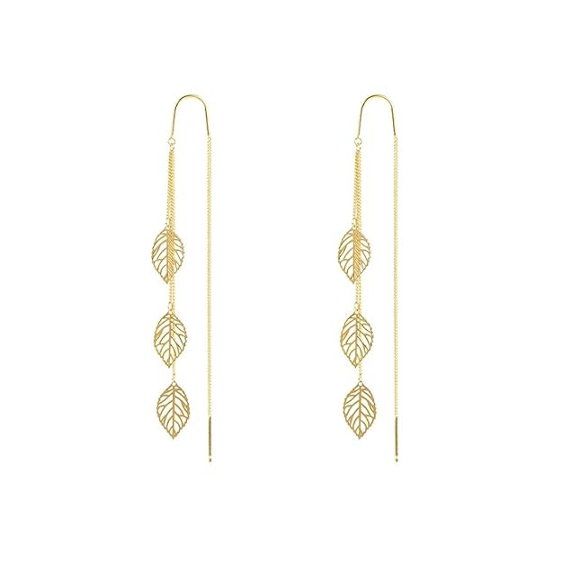 Yellow Chimes Earrings For Women Gold Tone Chain With Leaf Hanging Dangle Earrings For Women and Girls