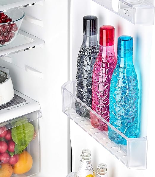 Amazon Brand - Solimo Textured Plastic Water Bottles, Set Of 3, Multicolour, 1L Each, 1 liter