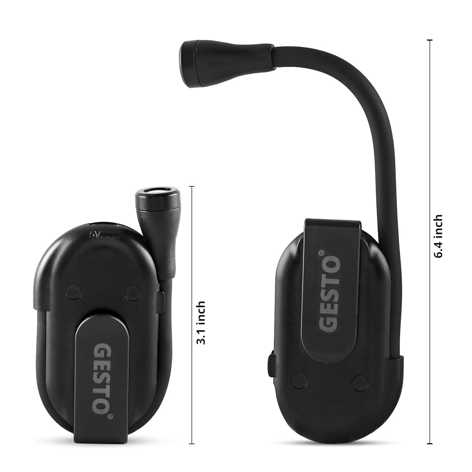 Gesto Rechargeable Book Reading Light with Clip – 3 Color Changing Light for Reading in Bed | 80 Hours Runtime Book Led Lamp for Night Reading | Flexible Goose Neck Clip on Book Light for Book Lovers