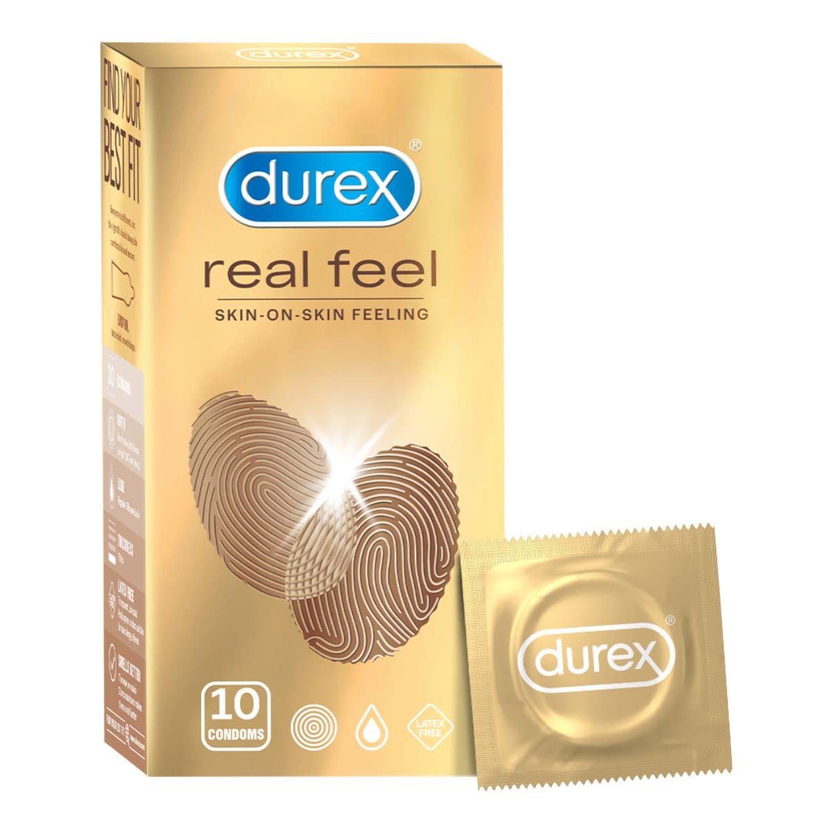 Durex Real Feel Condoms for Men - 10 Count| For Real Skin on Skin Feeling