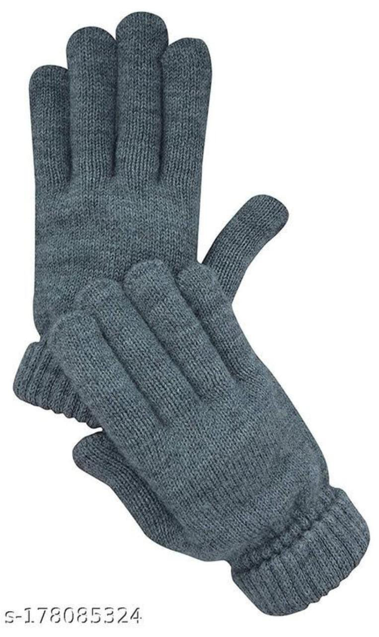 PURE WOOL HAND GLOVES TUCK GREY