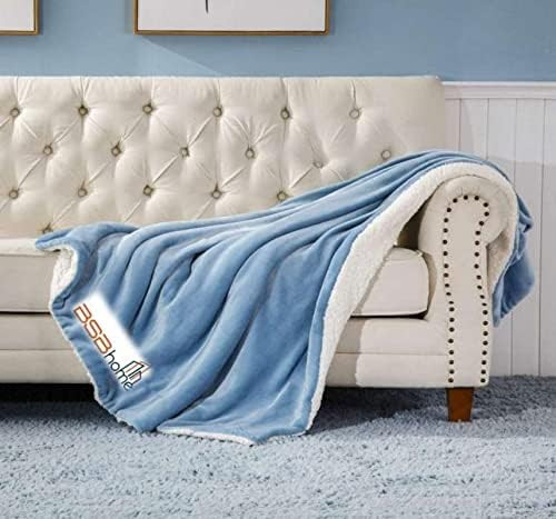 BSB HOME Polyester Micromink Warm Sherpa Super Soft Flannel Solid/Plain Blanket for Light/Mild Winter, Aqua, Size 150 X 230 Cms (Approx 4.7 X 7 Ft, Single), 200 TC