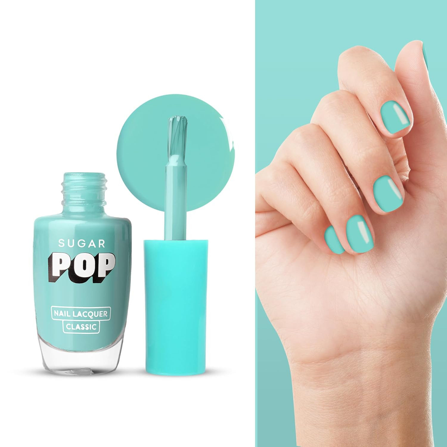 SUGAR POP Nail Lacquer 17 Mint Marvel (Mint Blue) | Dries In 45 Seconds | Chip-Resistant | Glossy Finish | High Shine | Nail Polish For Women, 10 Milliliters