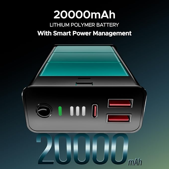 boAt Energyshroom PB400 Pro 20000mAh | Pocket Size, Compact Power Bank w/Type-C Input (2-Way Port), 3X Output Ports, Compatible with Tablets, Smartphones, Earbuds, Smartwatch(Emerald Green)