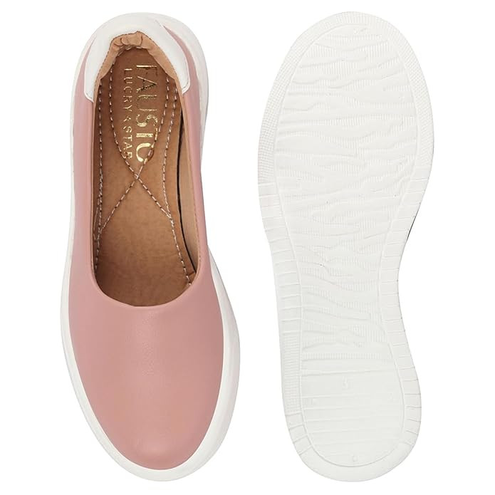 FAUSTO Women's Outdoor Fashion Comfort Height Enhance Platform Heel Ballerina Slip On Shoes