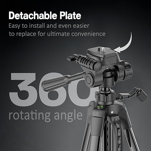 Tygot X2 Pro Professional 70 Inch (180CM) Tripod for DSLR, Camera | Height: 5.9 Feet | Max Load: 5kg | Portable Lightweight ABS+Metal Tripod | 360° Ball Head | Carry Bag (Black)