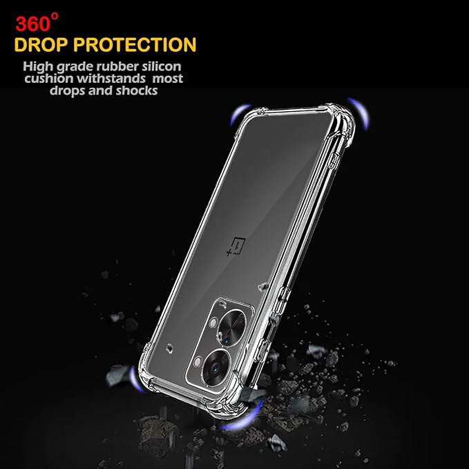 Plus Mobile Cover Soft & Flexible Shockproof Back Case with Cushioned Edges Transparent for OnePlus Nord 2T 5G - Clear