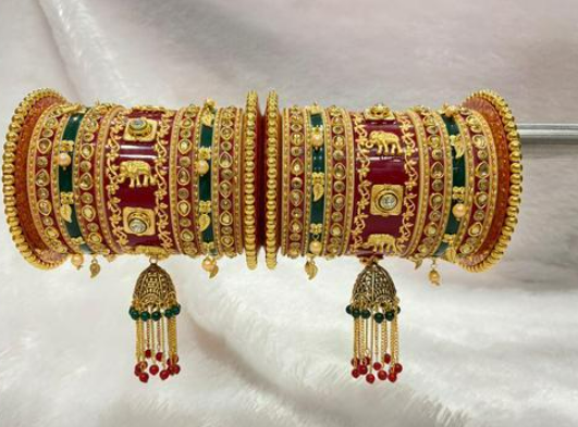 Punjabi Bangles Set with Golden -Yellow for women's