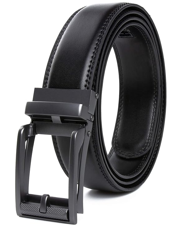 Contacts Genuine Leather Belt for Men with Easier Adjustable Autolock Buckle - Micro Adjustable Belt Fit Everywhere |Formal & Casual | Elegant Gift Box