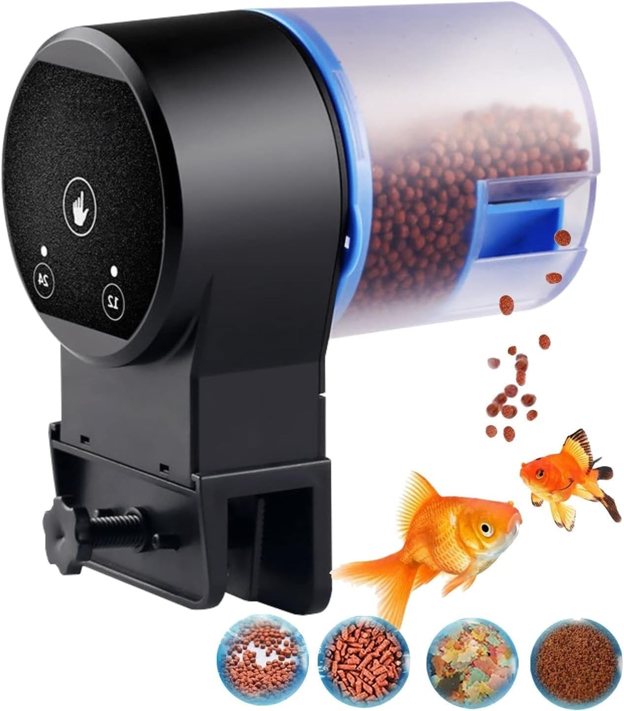 Buraq Automatic Fish Feeder - Food Dispenser for Fish Tank, Vacation Fish Feeder Timer, Adjustable Timing 12hr & 24hr, Accessories for Aquarium (2 Way)