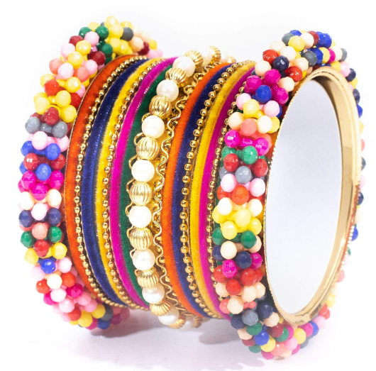 Swara Creations Metal Bangle/kada Set Multicolor Bangles