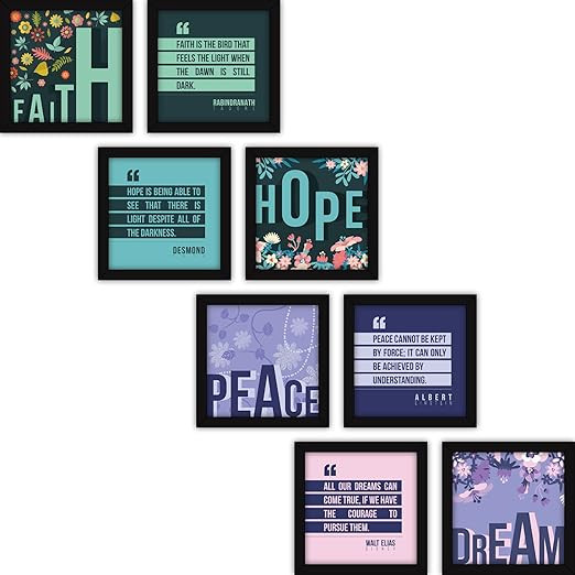 FATMUG Quotes Wall Frames Inspirational Posters For Room Office Decor Motivational Set of 8 Painting Prints