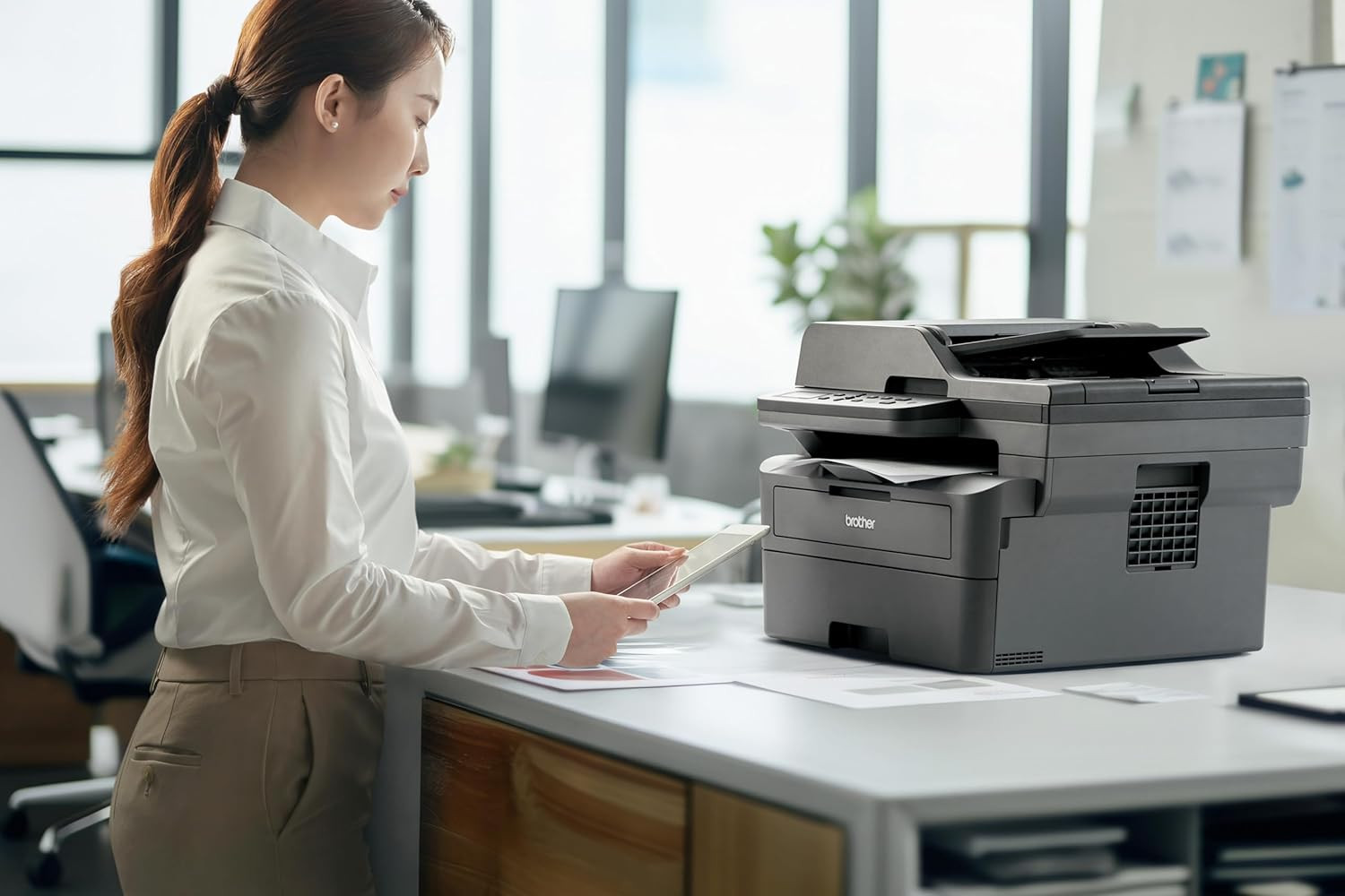 Brother DCP-L2640DW 2 in 1 (ID) Copy Button Auto Duplex Laser Printer, 34 PPM, Print Scan Copy, LCD Display, ADF, 256 MB Memory, (WiFi WiFi Direct LAN USB), 250 Sheet Paper Tray, Free Installation