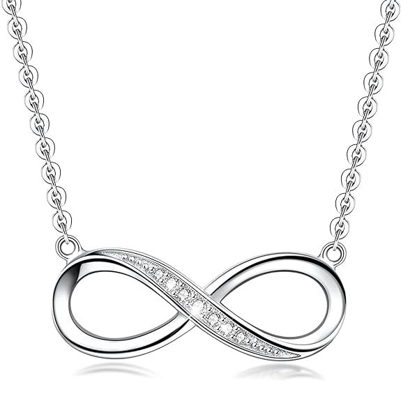 HighSpark Infinity Pendant Necklace | 92.5 Sterling Silver & Stunning Shimmering Shine | Infinity Pendant Necklace Represents Everlasting Endless Love | Lovely Gift For Women & Girls