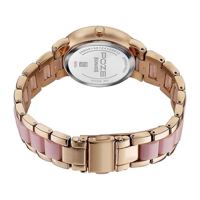 Pearl Dial Metal & Plastic Strap Watch for Women-SP80051KD01W