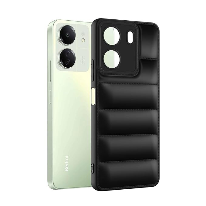Plus Puffer Case Camera Protection Soft Back Cover for Mi Redmi 13C 4G / Poco C65 - Black