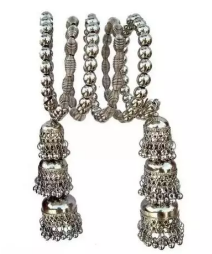 Jhumki design silver plated White Stone Bangles For Women