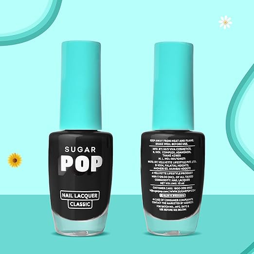 SUGAR POP Nail Lacquer 21 Black Berry (Black) | Dries In 45 Seconds | Chip-Resistant | Glossy Finish | High Shine | Nail Polish For Women, 10 ml