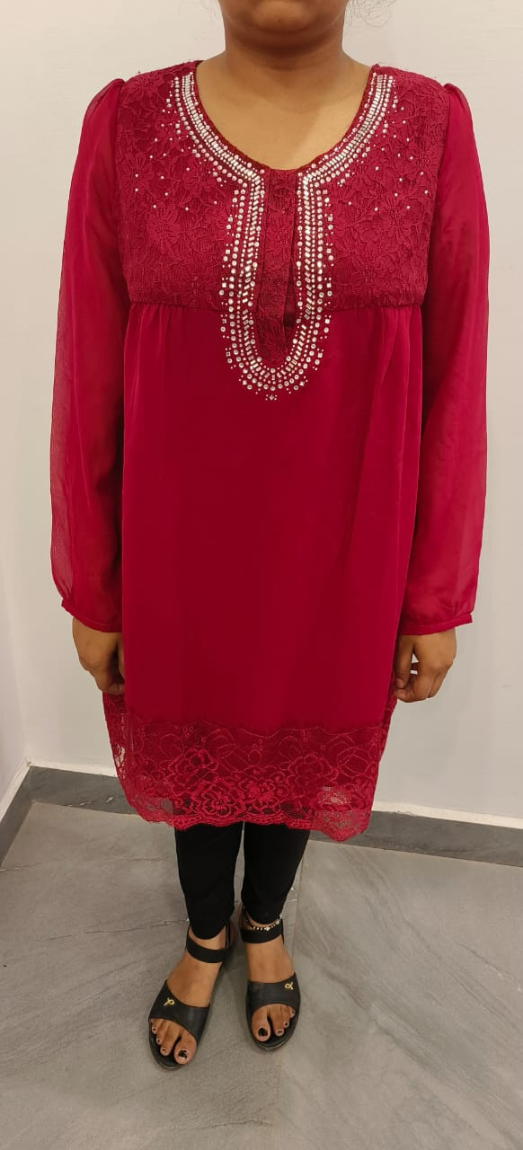 Women's Rayon long sleeves A-Line dress