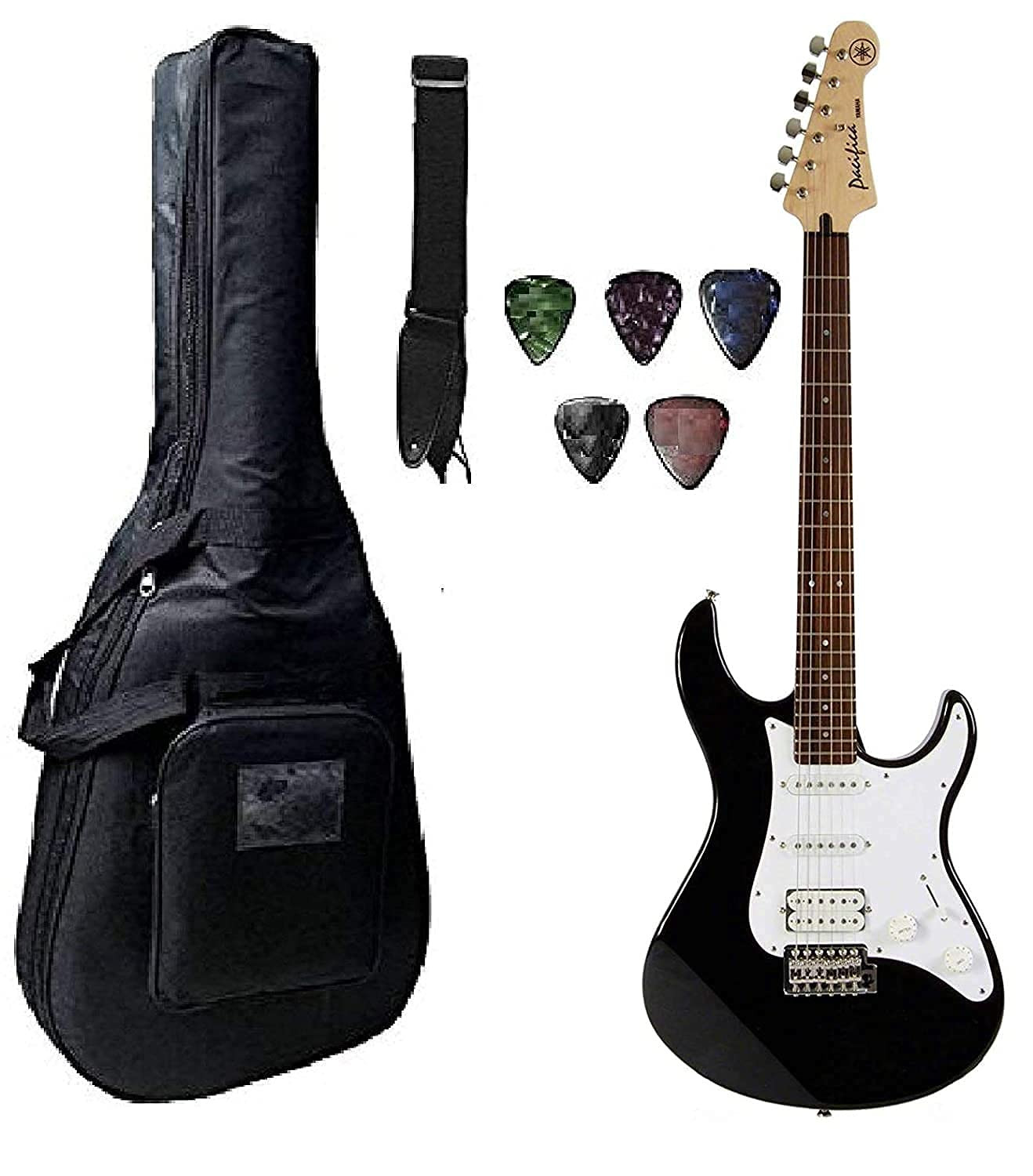 Yamaha Electric Guitar Pacifica PAC012 With Gig Bag; Belt & Plectrums Combo Pack (BK)