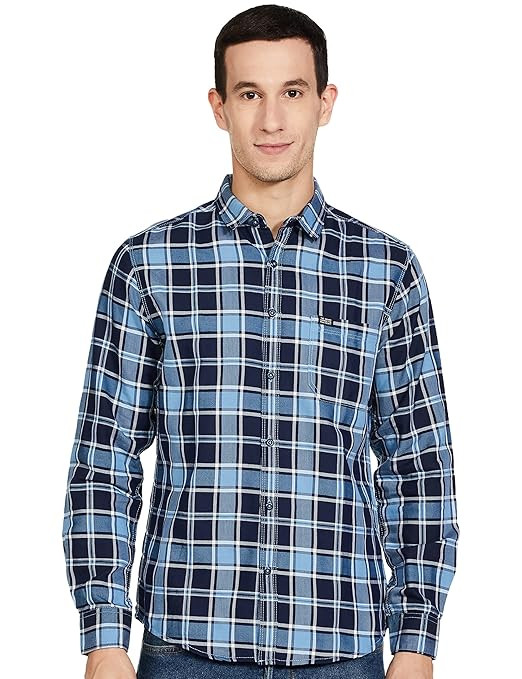 IndoPrimo Men's Regular Fit Self Design Spread Collar Casual Half Sleeve Shirt - Pop