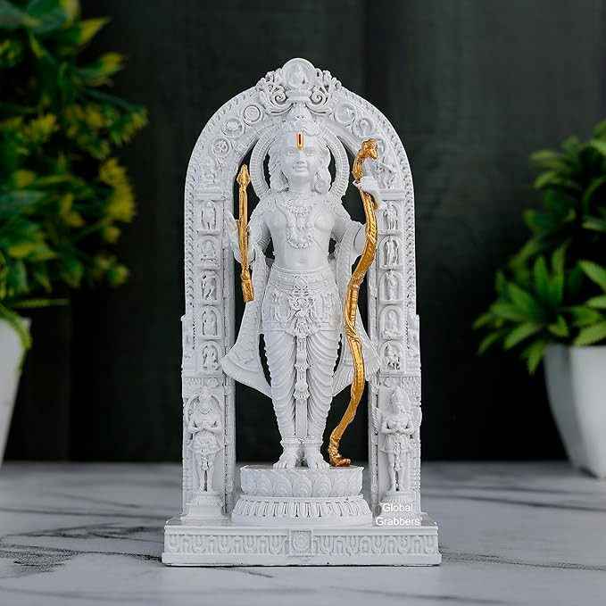 Global Grabbers 3D Ram Lalla Ayodhya Idol Statue Showpiece Murti for Home Decor Decoration Gift Gifting Items car Dashboard Accessories (WT-RL1, 6 INCH), Religious