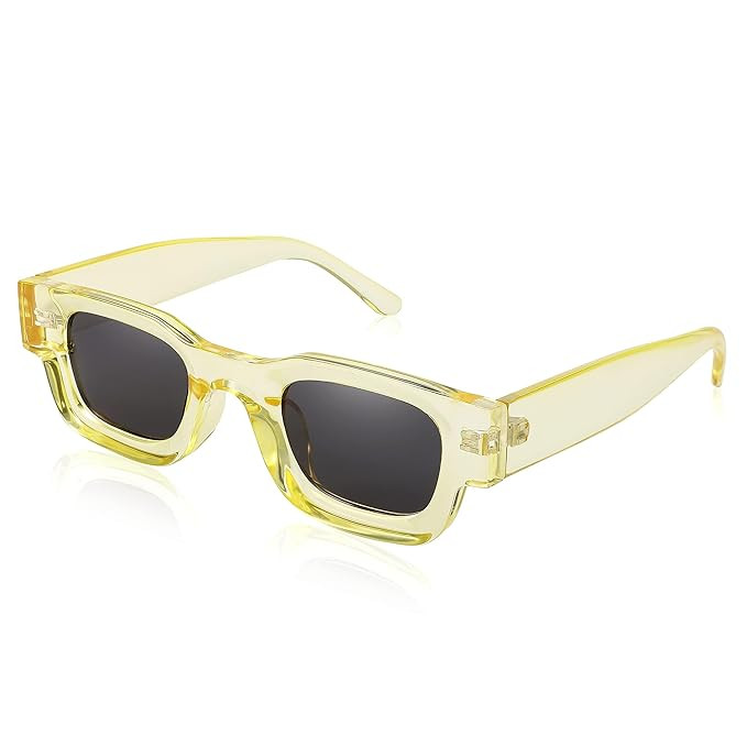 Karsaer Small Rectangle Polarized Sunglasses for Women Men Fashion Narrow Shades UV400 Protection Lens E1107